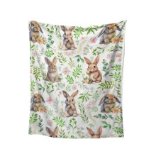 Bunny Flannel Blanket Warm Soft Wool Living Room Bedroom