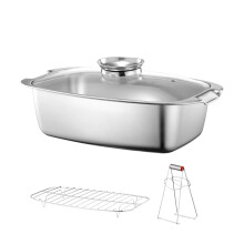 Stainless Steel Square Fish Steamer Pot with Rack
