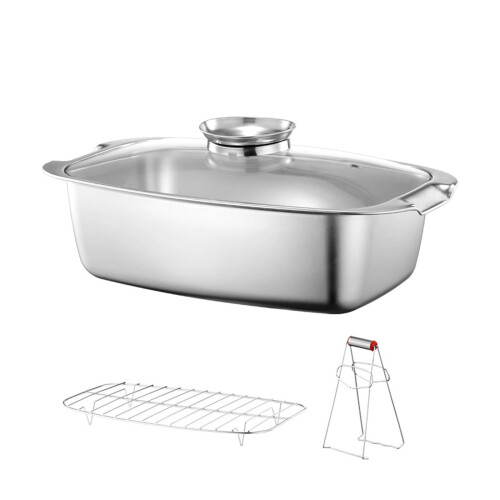 Stainless Steel Square Fish Steamer Pot with Rack