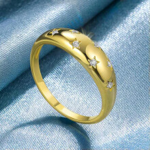 18K Yellow Gold Plated Women's Ring with Cubic Zirconia