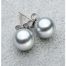 South Sea Shell Pearl Earrings 925 Silver Gray 14mm