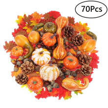 Fall Decor Set Maple Leaves Acorns Pinecones Pumpkins 70 Pcs