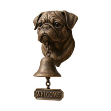 Dog Welcome Bell Outdoor Porch Antique Finish 8x5 in