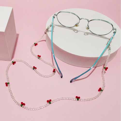 HEMOTON Beaded Lanyard for Glasses Cherry Design