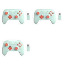 3X 8BitDo Draadloze 2.4G Gaming Controller met Hall-Effect Joystick voor PC voor Raspberry Pi Android, Oranje-Groen