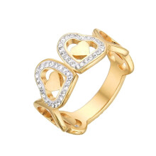 Women's Stainless Steel Hollow Heart Ring with Cubic