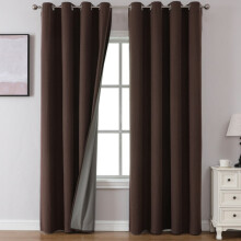 Dark Brown Linen Window Drapes 87x160cm Blackout Grommet