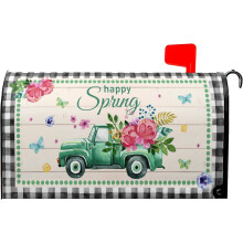 Spring Flower Truck Magnetic Mailbox Cover 21x18 inches