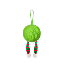 Lime Green Furry Christmas Ball Ornament Soft Shatterproof