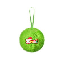Lime Green Furry Christmas Ball Ornament Soft Shatterproof