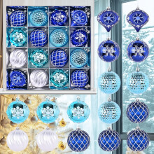 DAMAI Blue Silver Shatterproof Christmas Ornaments 3.15 Inch