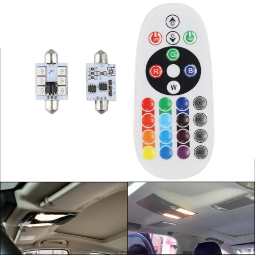 RGB LED Festoon Bulbs 16 Colors 41mm 2 Pack