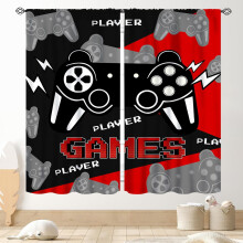 Gaming Curtains Black Red Controller Design 2 Panels 84x63