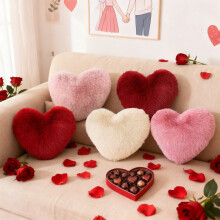 Heart-Shaped Throw Pillow Imitation Hair 18x18 Inch