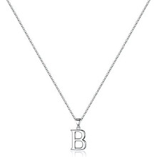 925 Sterling Silver Initial Pendant Necklace with Figaro