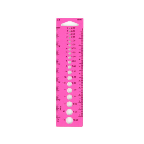 Knitting Needle Gauge Tool with Inch CM MM Scales
