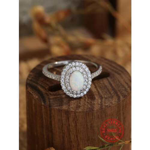 APIPEE Opal Ring Sterling Silver 925 Women's Fashion Ring