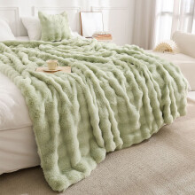 Double-Sided Fleece Blanket Green 55x79 Inch
