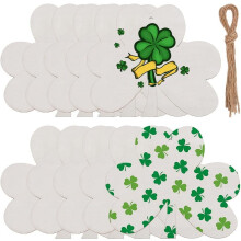 Wooden 4-Leaf Clover Cutouts Unfinished 10 pcs