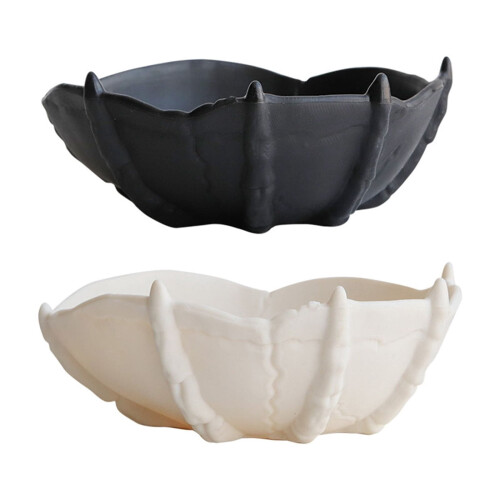 Halloween Candy Bowl Plastic Serving Holder Pair White Black
