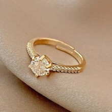 Women's Copper Adjustable Cubic Zirconia Ring 1pc