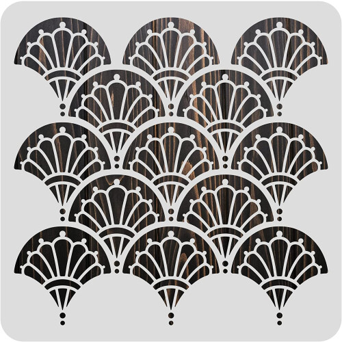 Plastic Art Deco Stencil Geometric Floral Pattern 30x30cm