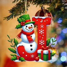 XIAOLE Snowman Alphabet Ornaments 26pc Red Letters Green