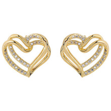 Stud Earrings Set Rhinestone Gold Circle 2 pcs