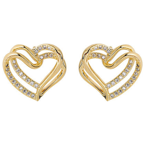Stud Earrings Set Rhinestone Gold Circle 2 pcs