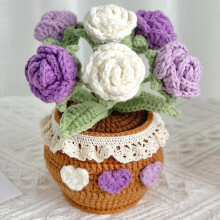 Handmade Crochet Tulip Bouquet in Pot Purple 1 piece