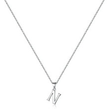 925 Sterling Silver Initial Pendant Necklace with Figaro