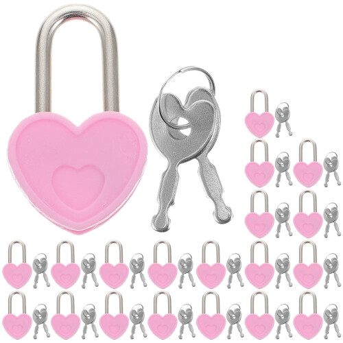 Mini Heart Padlock with Key 20 Sets