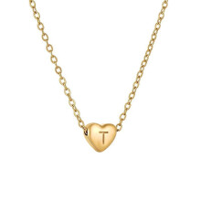 Initial Pendant Necklace 18K Gold Plated Figaro Chain