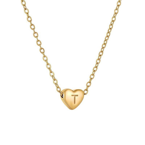 Initial Pendant Necklace 18K Gold Plated Figaro Chain