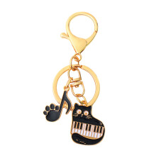 Schlüsselanhänger mit Musiknoten, Katzen, Klavier,- C