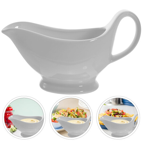 Ceramic Gravy Boat White Durable Tableware 1 Piece