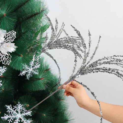 Sequin Firework Branch Picks Sparkle Stems 12pcs