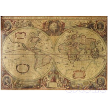 Retro Vintage World Map Poster Matte Brown Paper 71x50cm