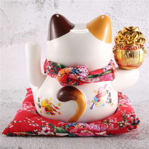 7 Polegadas Cerâmica Acenando Gato Maneki Neko Ornamento Feng Shui DecoraçãO BalançO Gato da Sorte, B 2