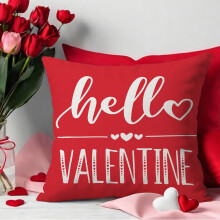 Valentinstag-Kissenbezug mit romantischem Herzmotiv, Rot, 25 cm