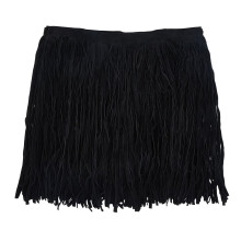 Suede Fringe Trim Black Double-Sided Leather Tassel 2.18