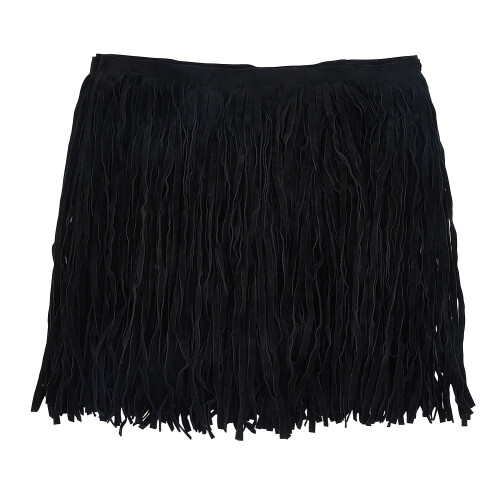 Franges en daim, pompon en cuir noir double face 2.18