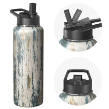 Bouteille d'eau Ă rayures 1,2 L (40 oz) Ă triple isolation en acier inoxydable