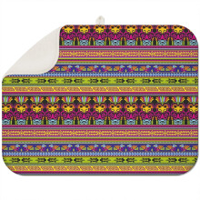 Tapis égouttoir à vaisselle bohème 45 x 60 cm en microfibre épaisse à motif floral