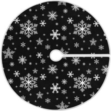 Jupe de sapin de Noël à flocons de neige noirs, 35 pouces