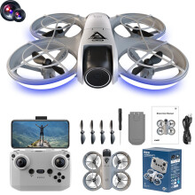 Drone met camera, dubbele LED-verlichting, hoogtebehoud, headless-functie en snelheidsregeling.