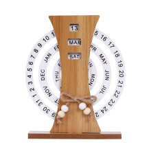 Ewiger Kalender aus Holz, Schreibtischdekoration, Massivholz
