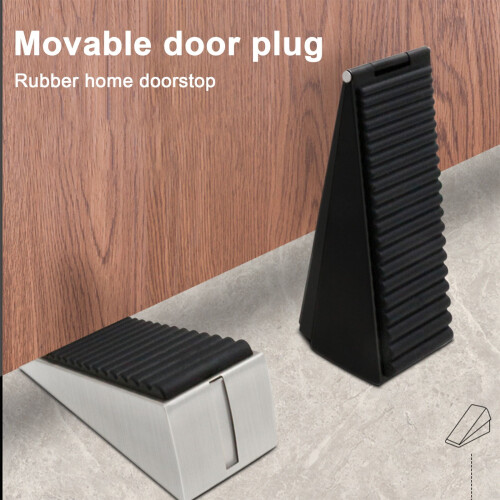Adjustable Door Stopper Stainless Steel Rubber Base 1 Pack