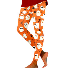 Halloween-Leggings für Damen in Übergröße, hochgeschnitten, grau, XXL
