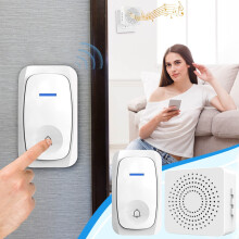 Wireless Doorbell Kit with 38 Melodies and LED Flash